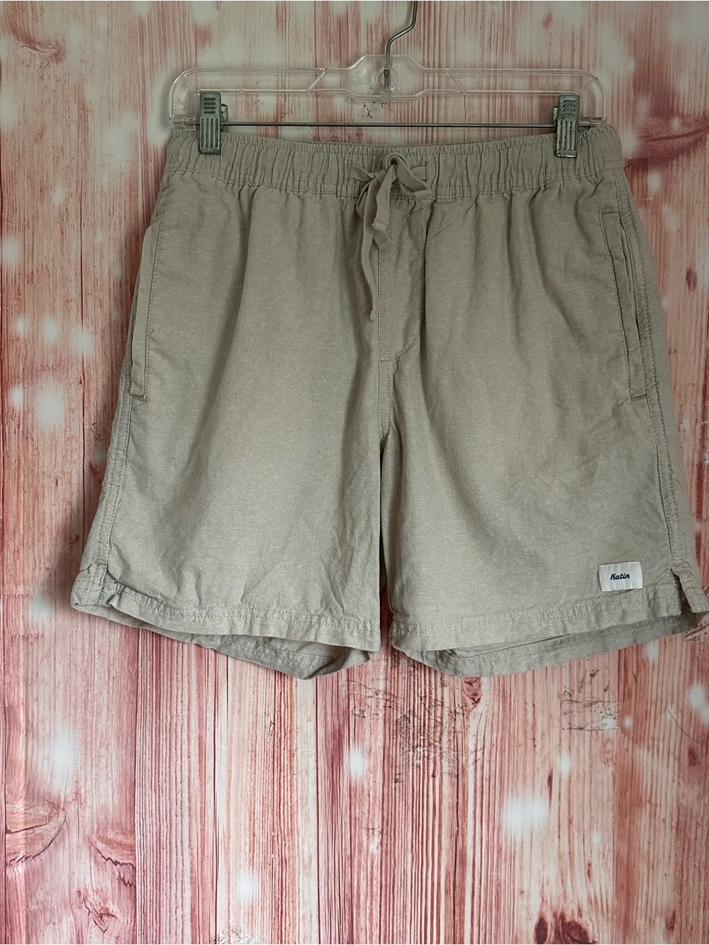 Katin Light Khaki Isiah Local Linen Blend Shorts 6.75" Inseam Size S